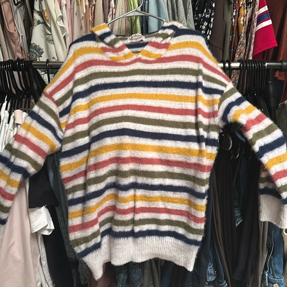 ANTHROPOLOGIE OLIVER BY ESCIO Striped Soft Hoodie Sweater